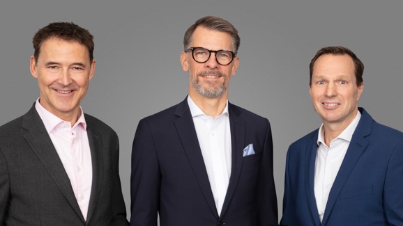 Portrait der Geschäftsführung von May & Olde / v.l.n.r Christian Rönsch, Christian Schell, Soren Vinderslev